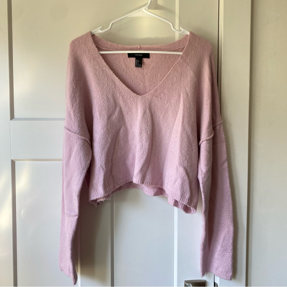 Forever 21 Light Pink Cropped Sweater